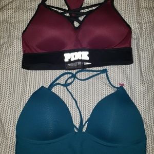 SET OF TWO PINK BRAND SPORTBRAS
